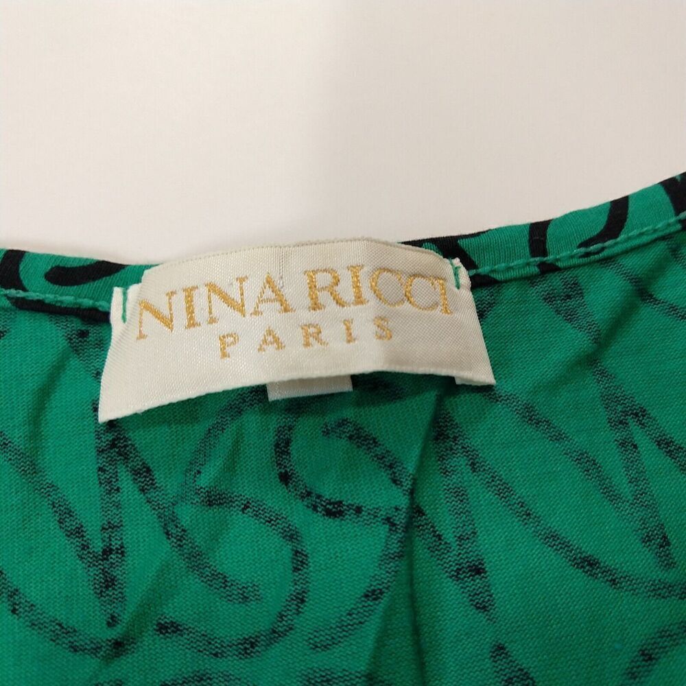 Nina Ricci Paris Vintage Women's T Shirt Top Size L New Green Logo Print - Picture 6 of 8